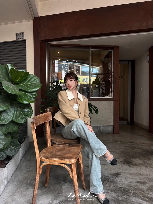 復古撞色短版西裝外套(闆娘.花花清單)